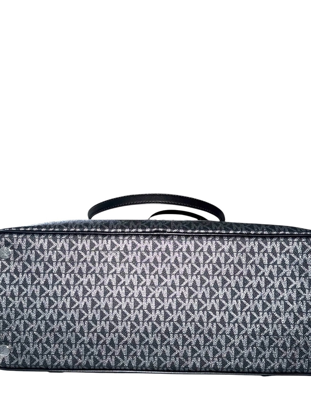 Michael Kors Black MK Logo Tote with Leather Trim - Picture 3 of 6